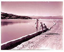 Plettenberg Bay, 1945. Children fishing in lagoon.