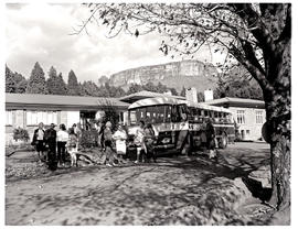 "Drakensberg, 1966. SAR MT16937 motor coach at stopping point."
