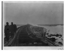 Durban, circa 1901. Railway line on breakwater. (Durban Harbour album of CBP Lewis)