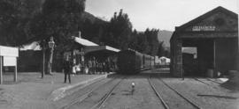Tulbagh Road, 1895. Train at station platform looking south. (EH Short)
