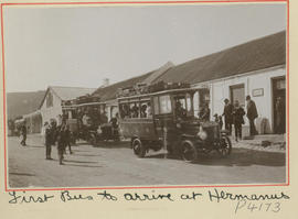 Hermanus, 26 December 1912. First SAR Dennis bus to arrive from Bot River.
