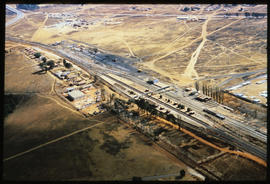 Johannesburg, July 1985. Aerial view of a railway station near Johannesburg. [T Robberts]