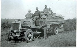 Kuruman. Troops at Halley lorry in veld during World War One.