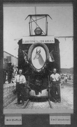 Durban, 1 December 1936. Arrival of first SAR Class 1E locomotive at platform 6 of Durban station...