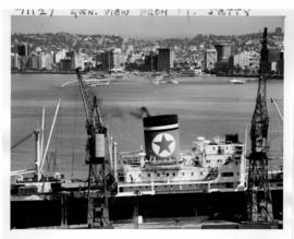 Durban, 1962. View over Durban Harbour to city from 'T' jetty.