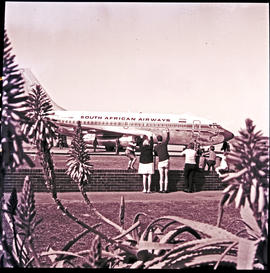 Durban, 1970. Louis Botha airport. SAA Boeing 737 ZS-SBL 'Pongola'.