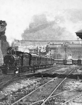 Cape Town, before 1910. CGR 6th Class departing from station.