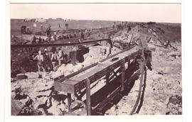 Vereeniging, circa 1900. Debris of damaged bridge at Zuikerbosch during Anglo-Boer War.