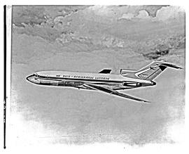 
SAA Boeing 727 in clouds. Note mockup model.
