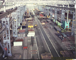 Germiston, 1973. View of railway workshop interior. [V Gilroy]
