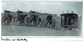 Kimberley, 1914. Lineup of steam tractors during World War One.
