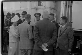 Breede River, 19 April 1947. Royal Family taking leave of the Royal Train staff at the final stag...