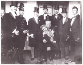 Circa 1900. Anglo-Boer War. Pres Paul Kruger with group.
