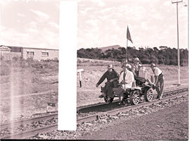 Stutterheim, 1945. Gangers' trolley with gangers.