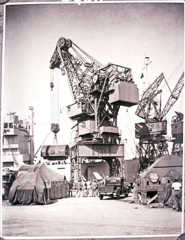 Durban, 1944. Crane in Durban harbour.