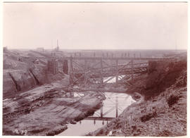 Circa 1900. Anglo-Boer War. Rhenoster bridge as built second time after enemy burned first bridge...