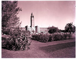 "Klerksdorp, 1972.  Public park with Town Hall in the distance."