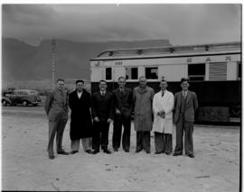 Cape Town, 20 April 1947. Group photo of SAR team in front of the Pilot Train.