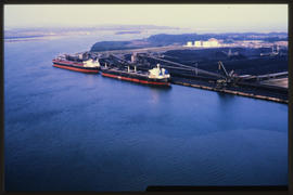 Richards Bay, September 1984. RB Aerial view of coal terminal at Richards Bay Harbour. [T Robberts]
