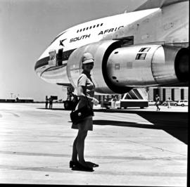 "1971. SAA Boeing 747 ZS-SAN 'Lebombo' with hostess."