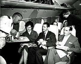 
SAA Douglas DC-4 Skycoach interior. Steward and hostess.
