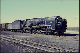 SAR Class 25NC No 3427 'Ina' with winged side plate 'De Aar' on goods train.