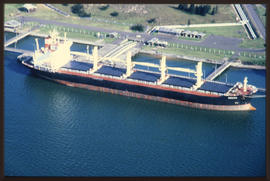 Aerial view of ship.