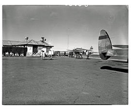 Kimberley, 1948. Airport. SAA Vickers Viking ZS-BNK and SAA Lockheed Lodestar ZS-ATB.