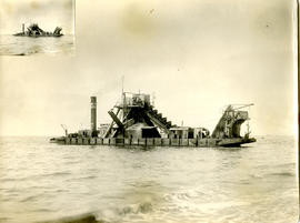 Walvis Bay, 1925. Construction of harbour. Dredger.