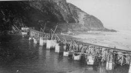 Wilderness, circa 1926. Kaaimans River bridge construction: Caissons and temporary bridge. (Colle...