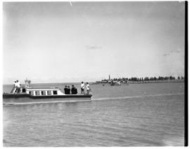 Vaal Dam, May 1948. Arrival of BOAC Solent flying boat G-AHIN 'Southampton'. Passenger boat.