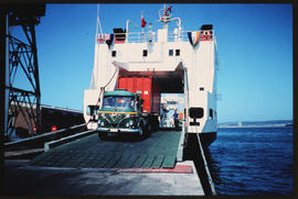SAR Foden truck with container leaving RoRo ship.