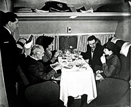 
De Havilland DH.106 Comet interior. Meal being served. Steward.
