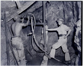 Johannesburg, 1948. Drilling in underground gold mine.